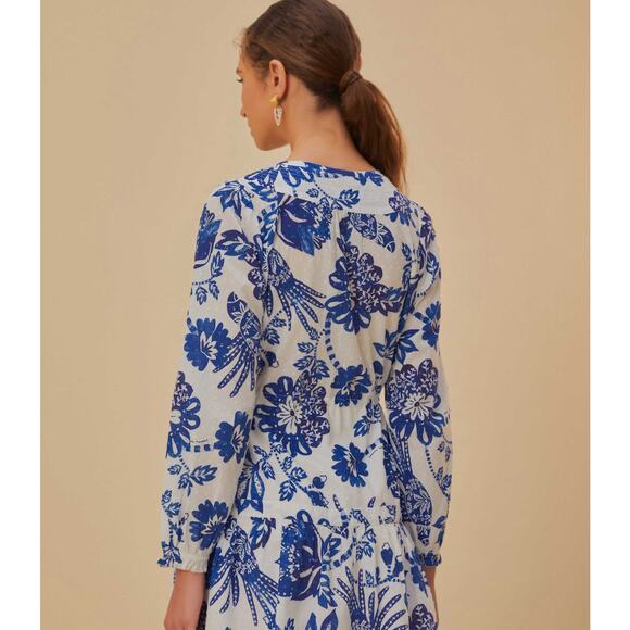 FARM Rio Off-White Flowerful Birds Long Sleeve Mini Dress - Picture 4 of 5